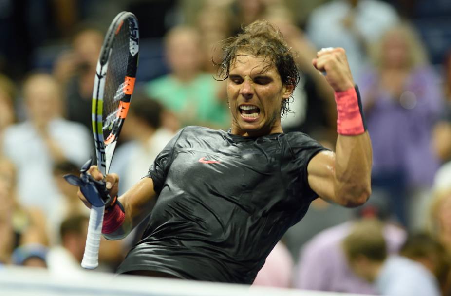 US Open 2015. Nadal festeggia la sua vittoria contro il croato Borna Coric. New York. (Afp)